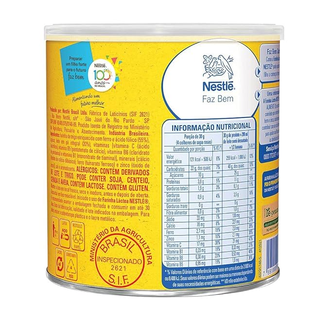 Nestlé Farinha Láctea 360g – A Original com Zinco, Ferro e Vitaminas