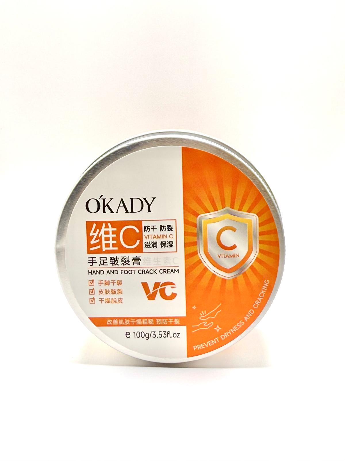 OKADY Vitamin C Hand and Foot Crack Repair Cream – 1 / 3.53 fl.oz – Intense Moisturizing & Anti-Cracking Balm