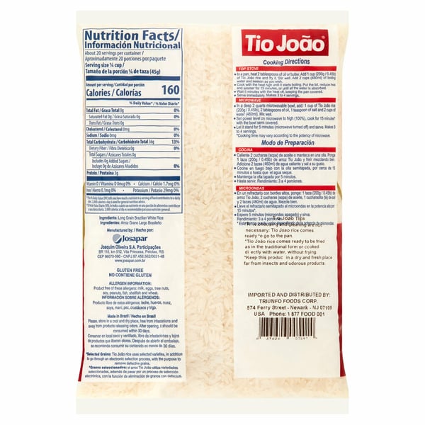 Tio João Arroz Branco Longo Fino – 2lb (907g)