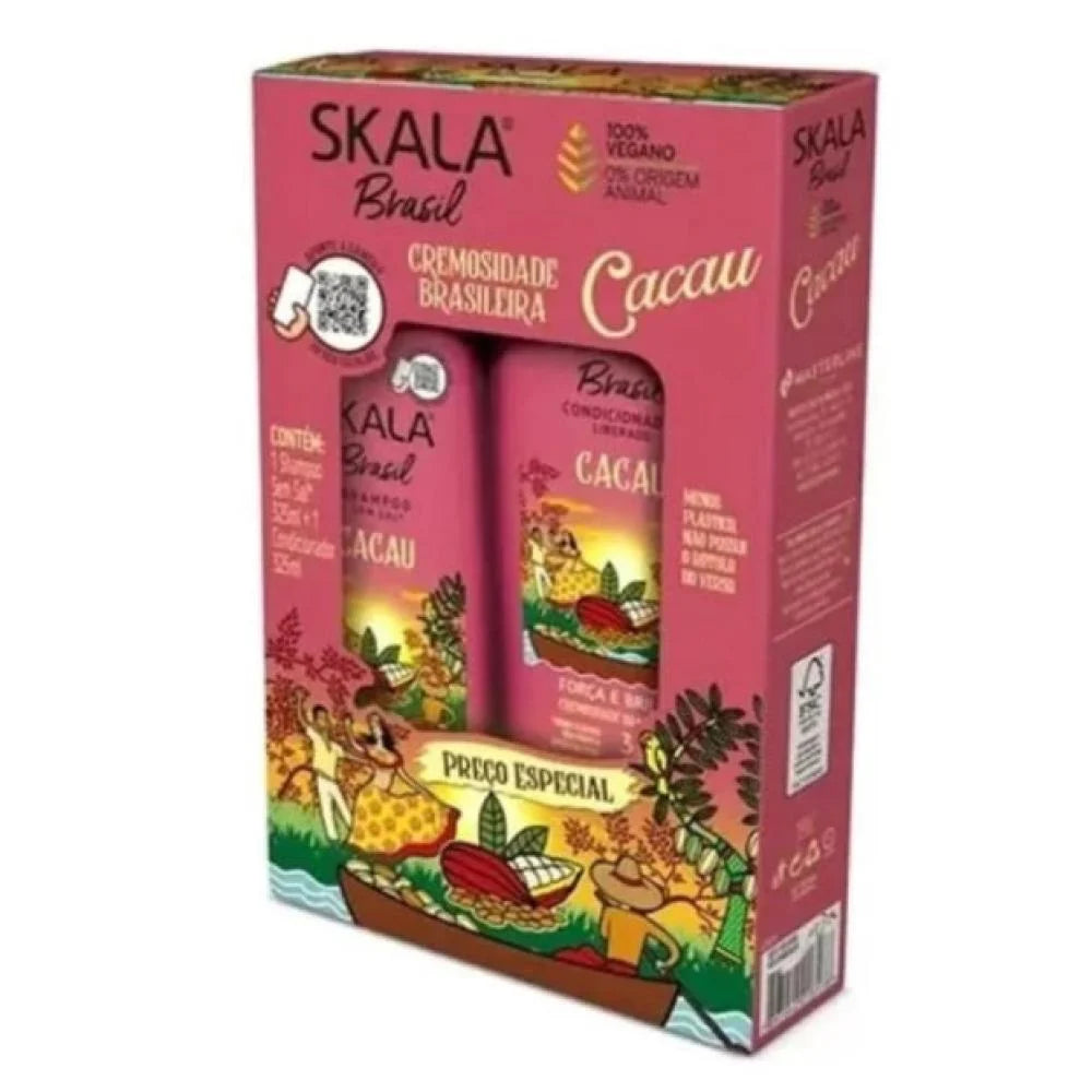 Skala Brasil Cacau Shampoo & Conditioner Set 325ml – Vegan – Força e Brilho