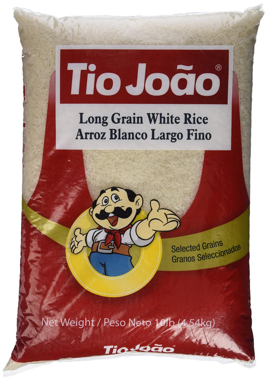 Tio João Arroz Branco Longo Fino – 10lb (4,54kg) – Grãos Selecionados – Importado do Brasil