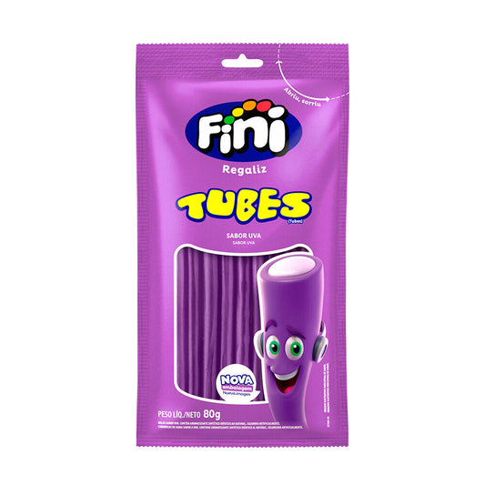 Fini Regaliz Tubes – Grape Flavor – 1 Bag 80g (2.82 oz)