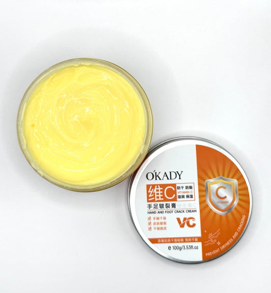 OKADY Vitamin C Hand and Foot Crack Repair Cream – 1 / 3.53 fl.oz – Intense Moisturizing & Anti-Cracking Balm
