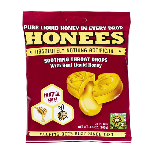Honees - Soothing Honey Throat Drops, 20 Count - 3.5oz (100g)