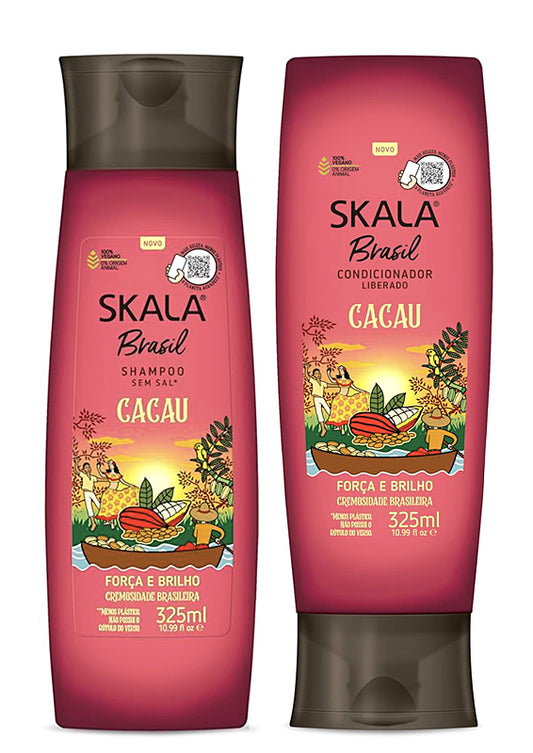 Skala Brasil Cacau Shampoo & Conditioner Set 325ml – Vegan – Força e Brilho